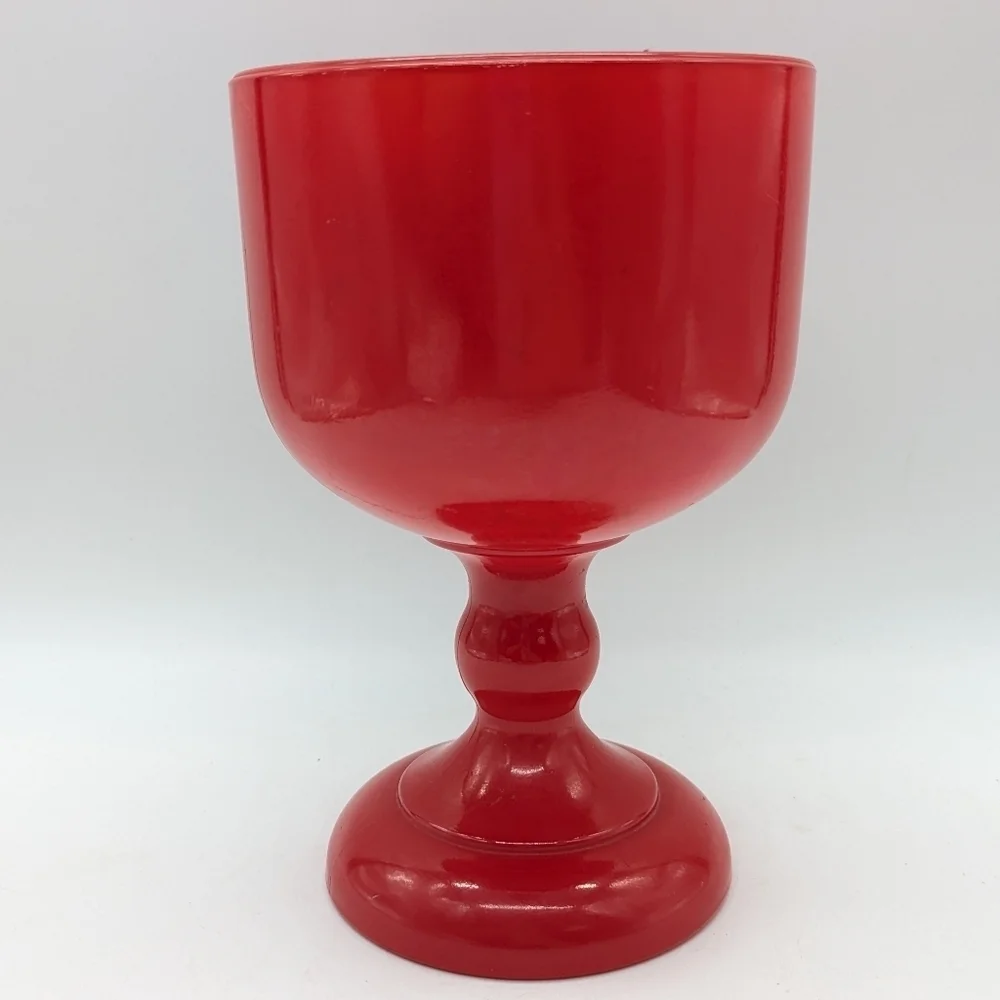 Vintage 70s Indiana Glass Red Orange Aries Zodiac Goblet
